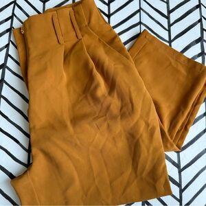 Lulus High Rise Mustard Pleated Dress/Work Trouser S